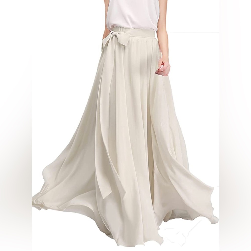 Long Chiffon Skirts Maxi Bridal Dresses Women Floor Length High Waist